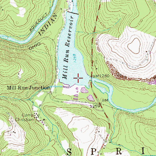 Topographic Map of Mill Run, PA