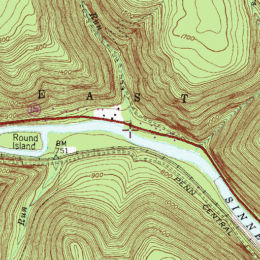 Topographic Map of Mill Run, PA