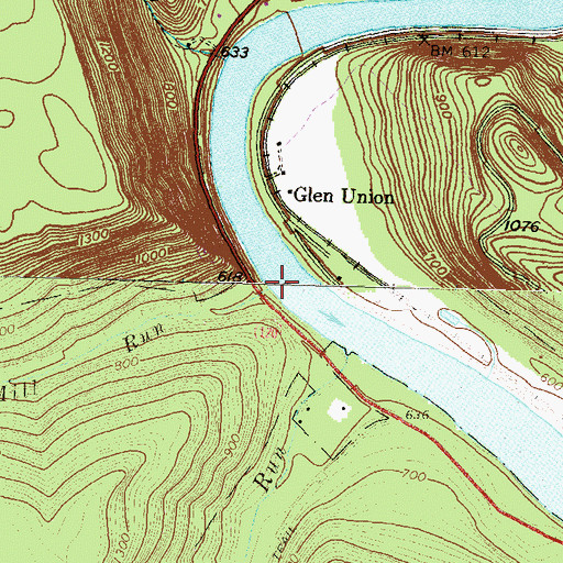 Topographic Map of Mill Run, PA