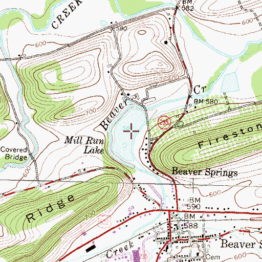 Topographic Map of Mill Run Lake, PA