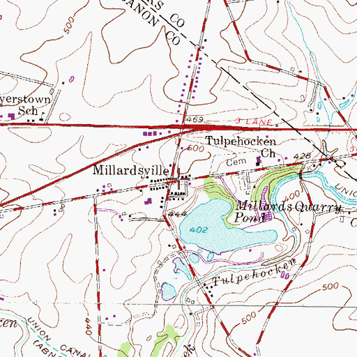 Topographic Map of Millardsville, PA