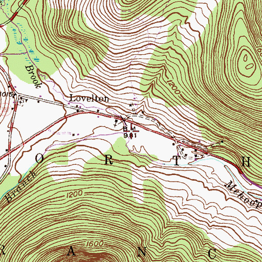 Topographic Map of Miller Brook, PA