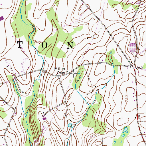 Topographic Map of Miller Cemetery, PA