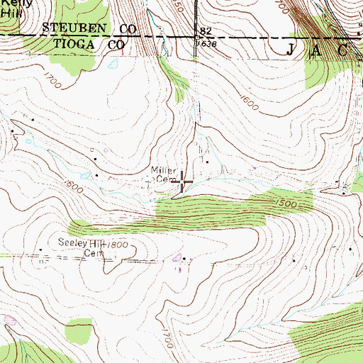 Topographic Map of Jacob Miller Cemetery, PA
