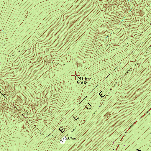 Topographic Map of Miller Gap, PA