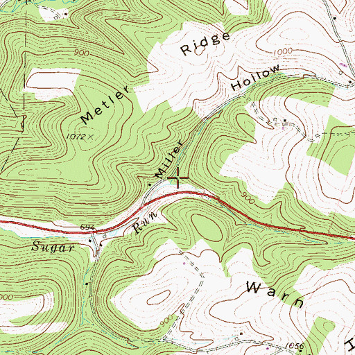 Topographic Map of Miller Hollow, PA