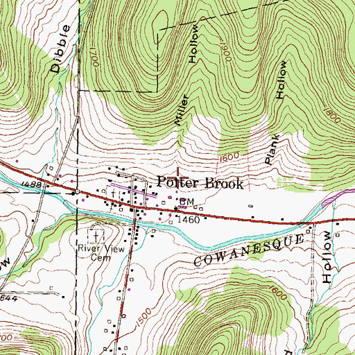 Topographic Map of Miller Hollow, PA