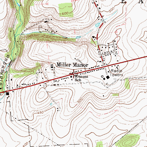 Topographic Map of Miller Manor, PA