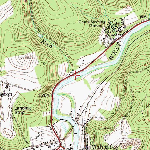 Topographic Map of Miller Run, PA