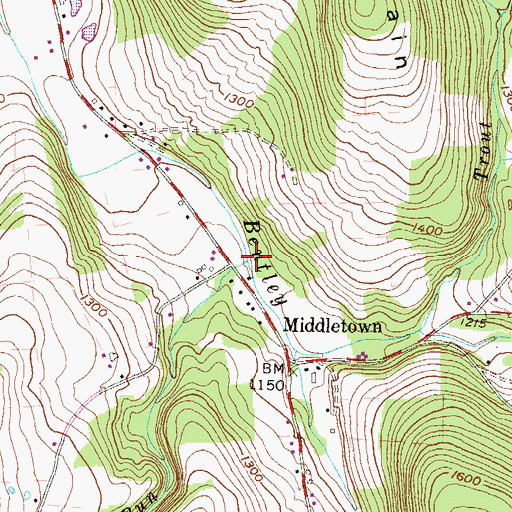 Topographic Map of Miller Run, PA