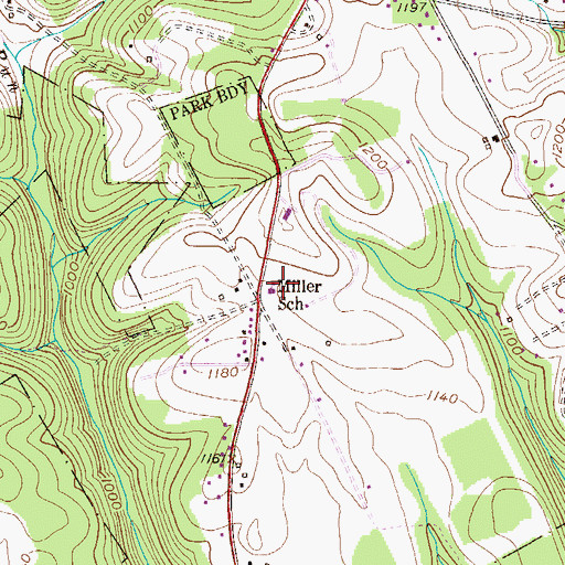 Topographic Map of Miller School, PA