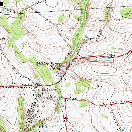 Topographic Map of Miller Slate Pond, PA