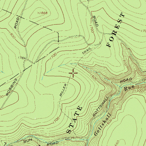 Topographic Map of Miller Trail, PA