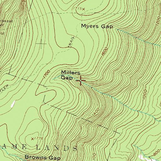 Topographic Map of Millers Gap, PA