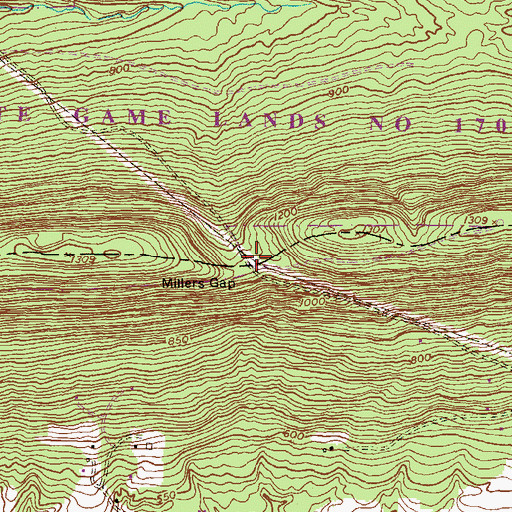 Topographic Map of Millers Gap, PA