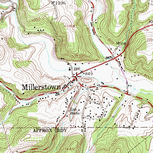 Topographic Map of Millerstown, PA