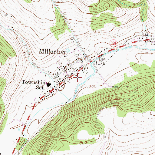 Topographic Map of Millerton, PA