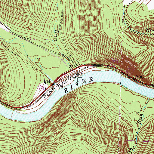 Topographic Map of Milligan Run, PA