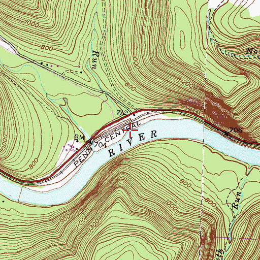 Topographic Map of Milligan Run, PA