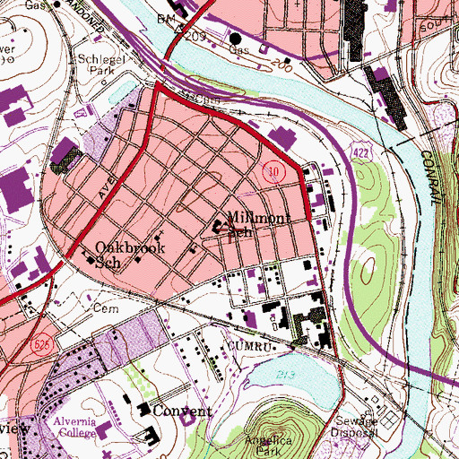 Topographic Map of Millmont School, PA