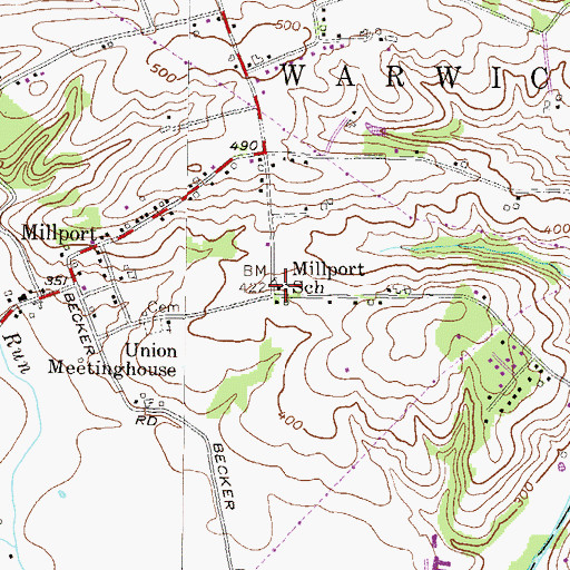 Topographic Map of Millport School, PA