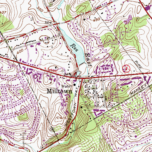 Topographic Map of Milltown, PA