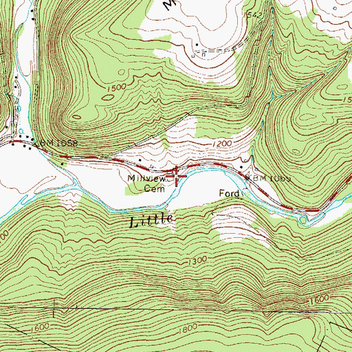 Topographic Map of Millview Cemetery, PA