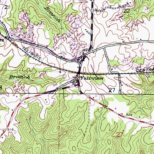 Topographic Map of Fairview, AL