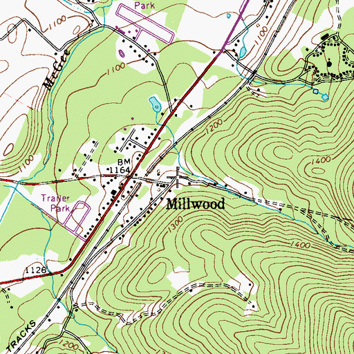 Topographic Map of Millwood, PA