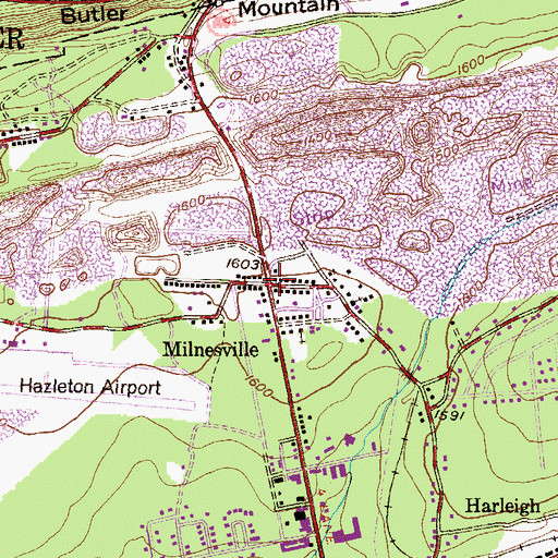 Topographic Map of Milnesville, PA