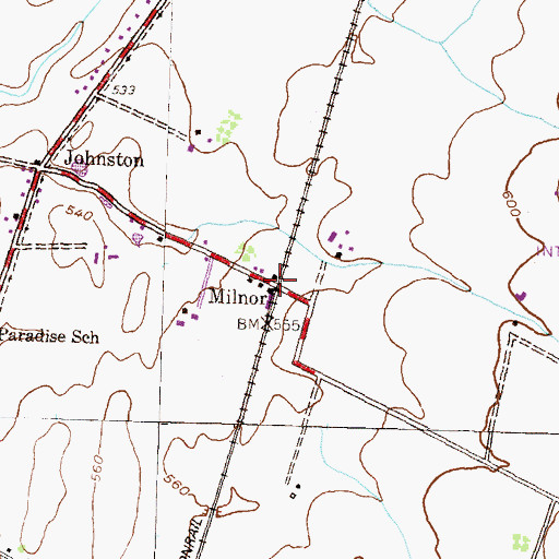 Topographic Map of Milnor, PA