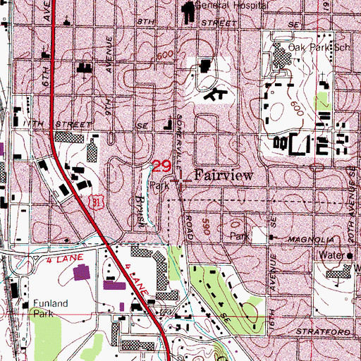 Topographic Map of Fairview, AL
