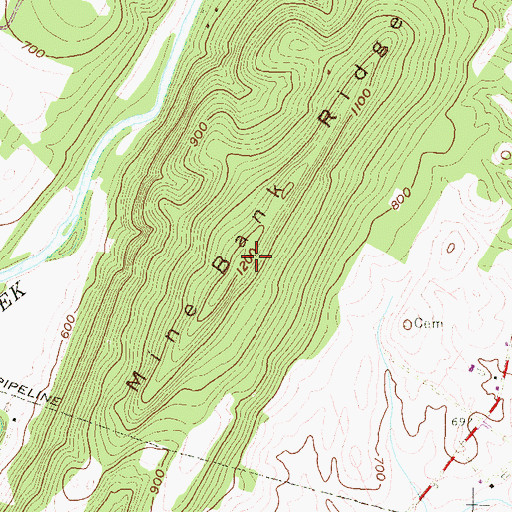 Topographic Map of Mine Bank Ridge, PA
