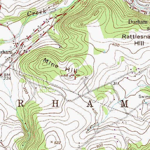 Topographic Map of Mine Hill, PA