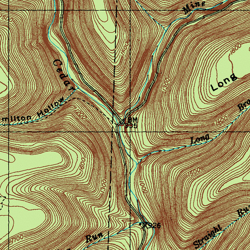 Topographic Map of Mine Hole Run, PA