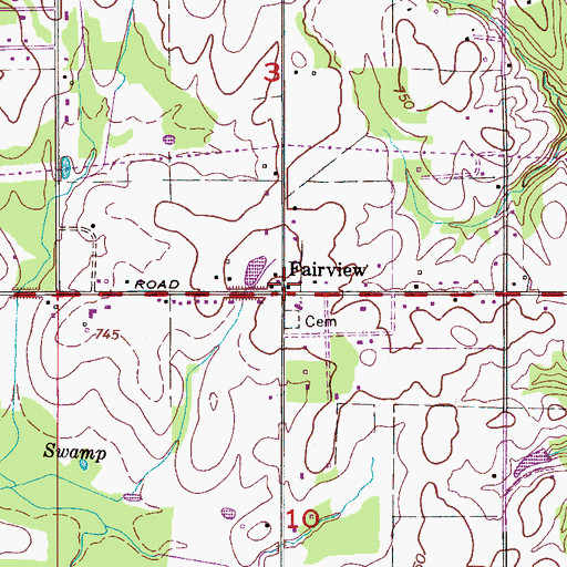 Topographic Map of Fairview, AL