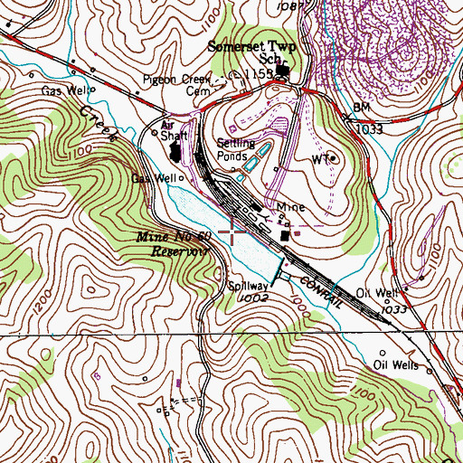 Topographic Map of Mine Number Sixty Reservoir, PA