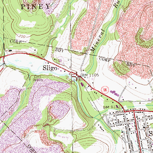 Topographic Map of Mineral Run, PA