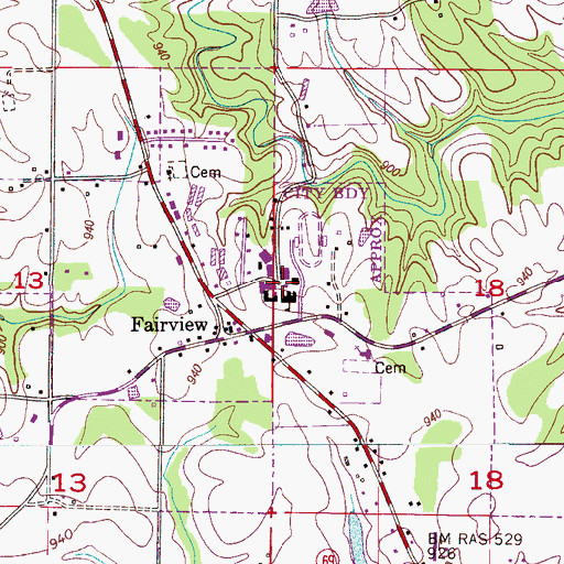 Topographic Map of Fairview, AL