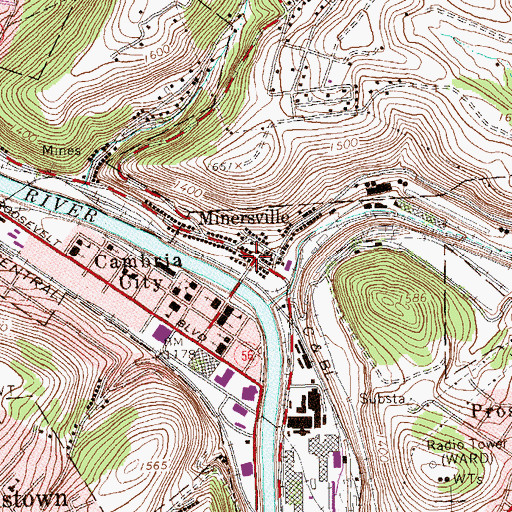 Topographic Map of Minersville, PA