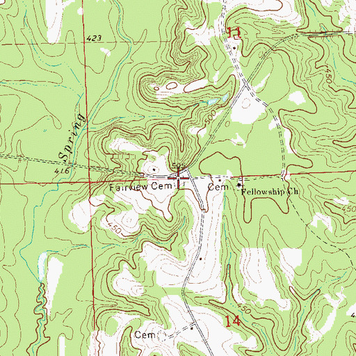 Topographic Map of Fairview Cemetery, AL