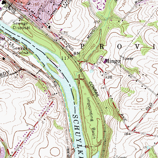 Topographic Map of Mingo Creek, PA