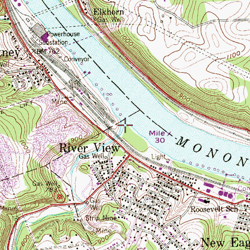 Topographic Map of Mingo Creek, PA