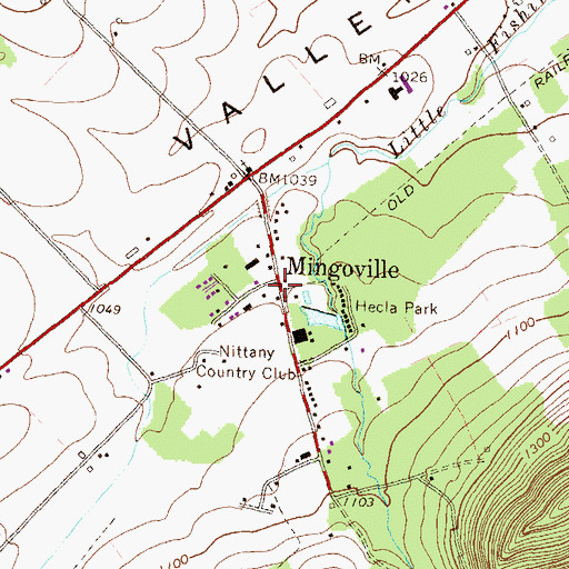 Topographic Map of Mingoville, PA