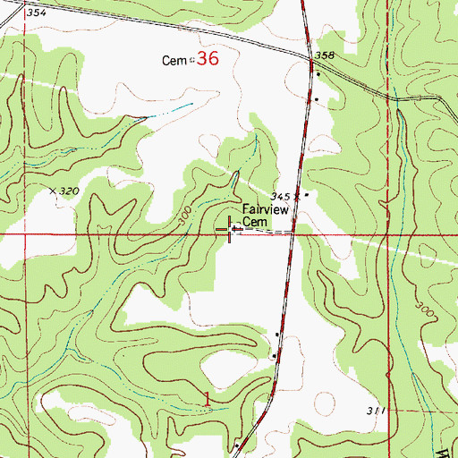 Topographic Map of Fairview Cemetery, AL