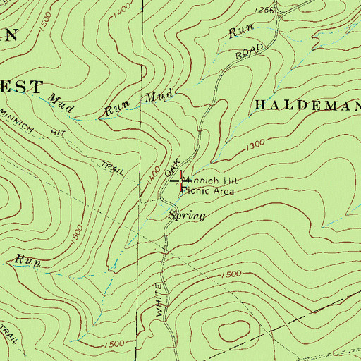 Topographic Map of Minnich Hit Picnic Area, PA