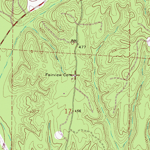Topographic Map of Fairview Cemetery, AL