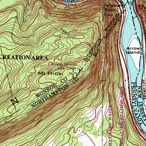 Topographic Map of Mount Minsi, PA