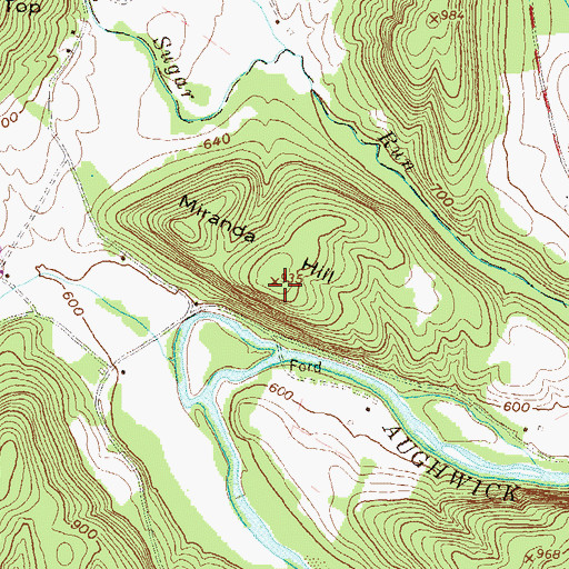 Topographic Map of Miranda Hill, PA