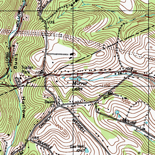 Topographic Map of Mirror Lake, PA